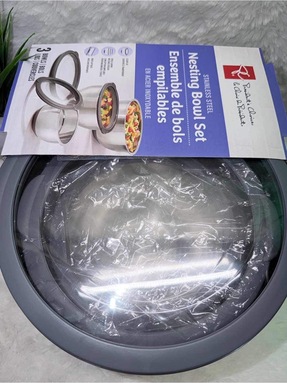 NEW Stainless Steel Nesting Bowl Set - Gray - Picture 3 of 3